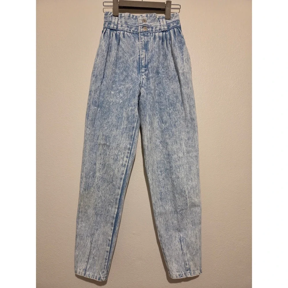 Vintage St Tropez Acid Wash High Waist Pleated Mom Jeans Size 10 Made in USA 23